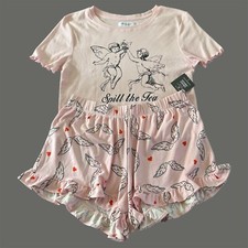 Grayson Social Two Piece Pajama Set Womens Size Large Pink Shirt Shorts Pajamas