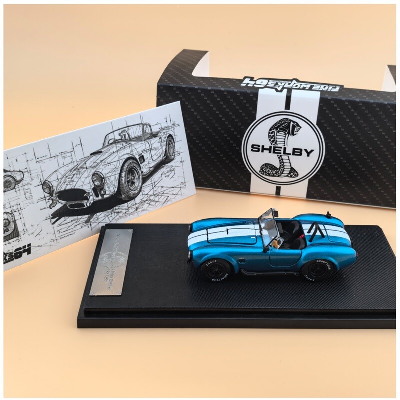 Miniature 1:64 Shelby Cobra 427 Fine Works64 - Métal Moulé, Avec Boîtier Et Socle