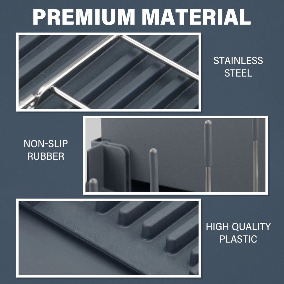 Stelive Foldable Dish Rack, Includes Removable Utensil Drainer & Drainage Spout - image 3 of 4