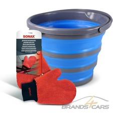 SONAX MIKROFASER AUTO WASCHHANDSCHUH  + ENVA FALTBARER EIMER WASSEREIMER 10L