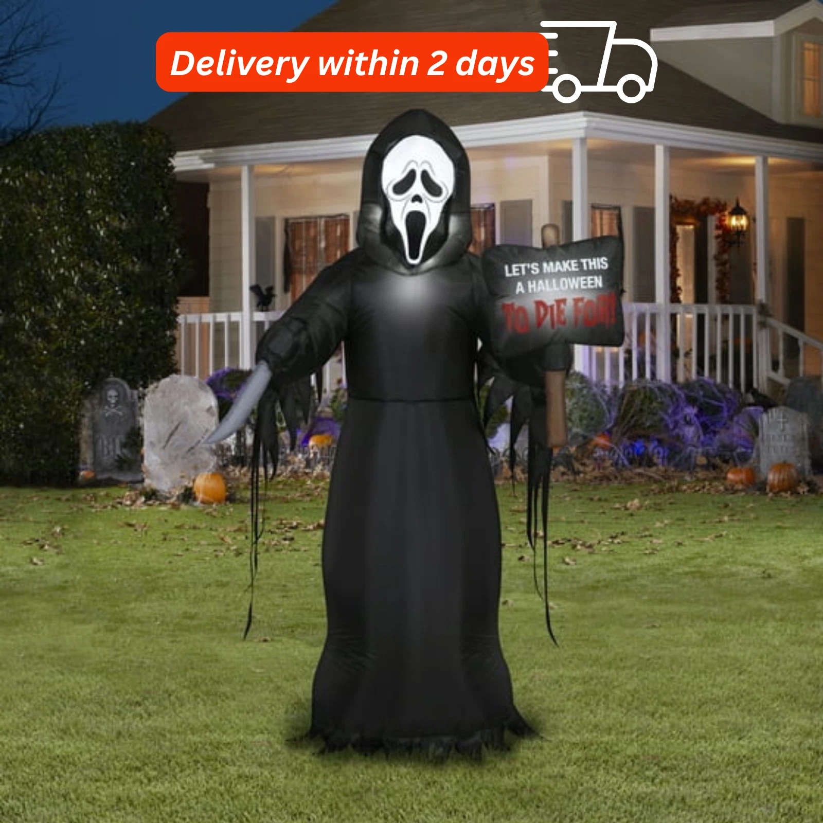 5’Ft GHOST-FACE Halloween Scary Movie SCREAM horror Inflatable Yard Prop Decor