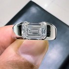 Men's 5.5Ct Emerald Cut D/VVS1 Moissanite Band Ring In 14K Solid White Gold — photo 6