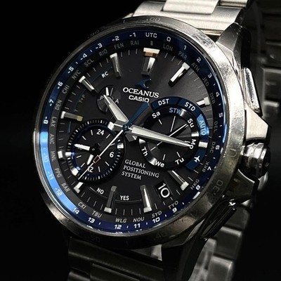CASIO OCEANUS OCW-G1000 Tough Solar Herrenuhr Silber Schwarzes Zifferblatt