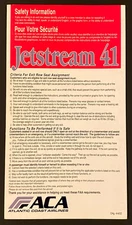 ACA Atlantic Coast Airlines Jetstream 41 Safety Card - 4/4/02