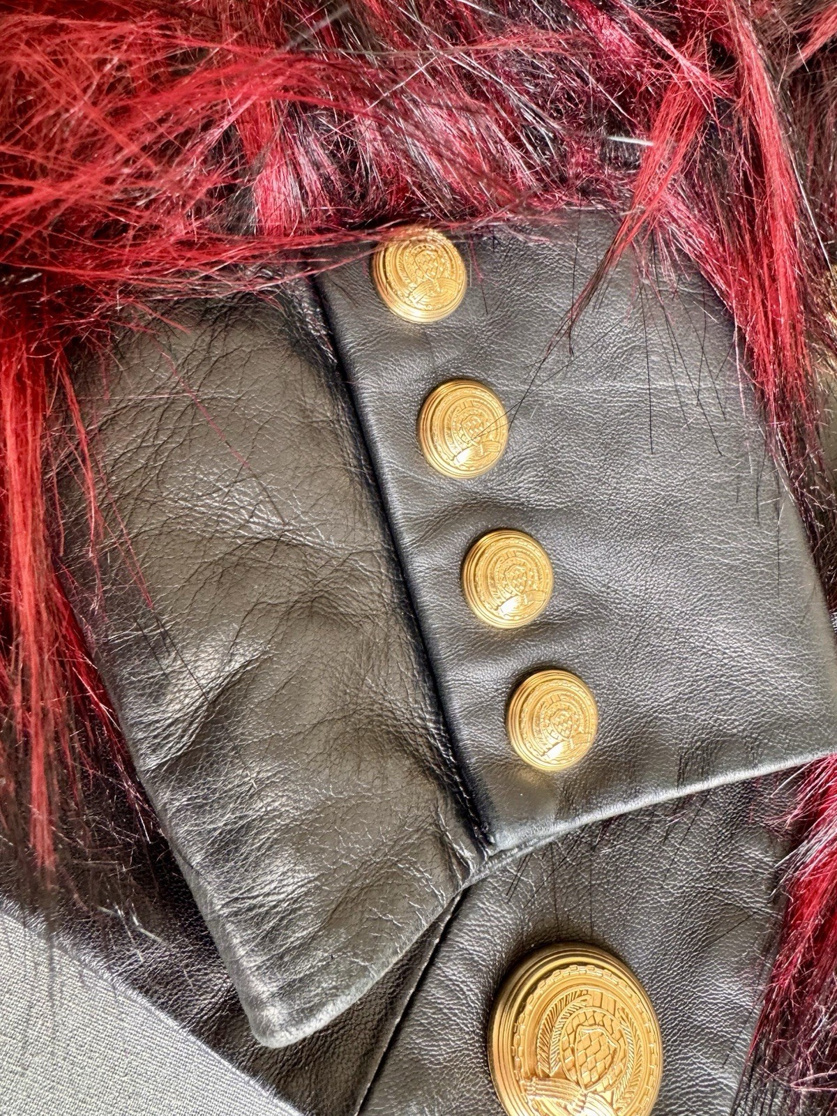 BALMAIN x H&M Leather + Fur Jacket thumbnail 8