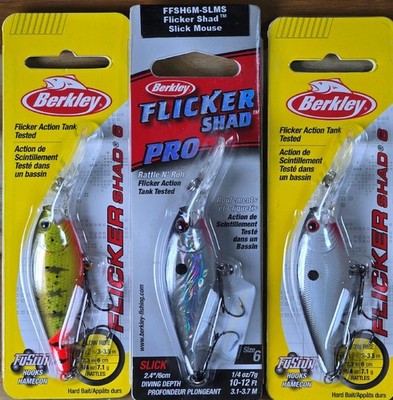 (Ct of 3) Berkley Flicker Shad Size 6 Depth 10-12' Fusion Hooks 2.3'' Tank Tested