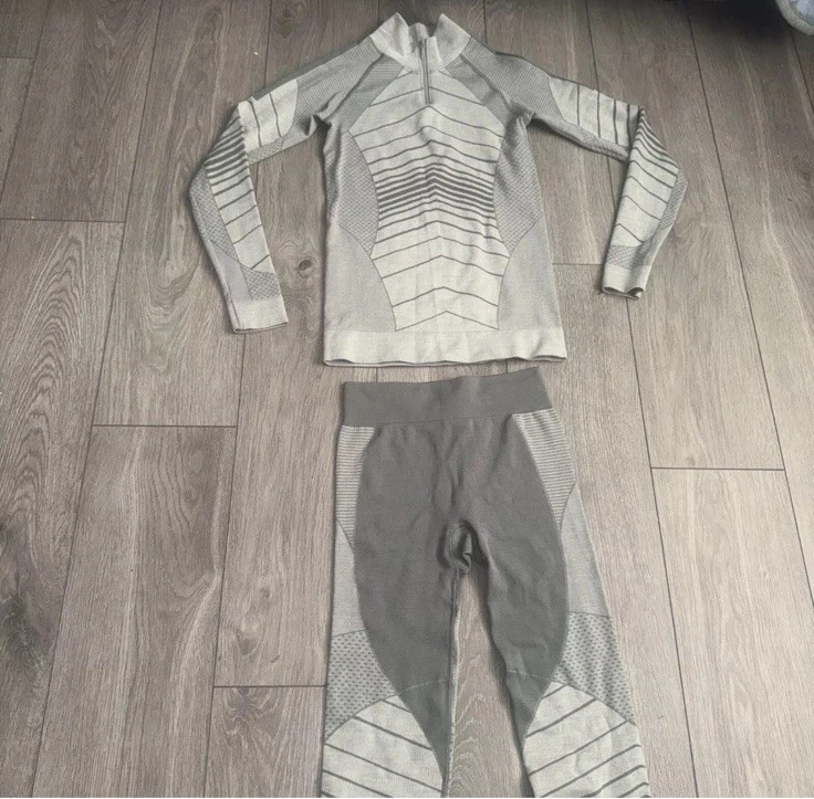 ladies size S Grey sweaty betty ski base layer thermals set top and leggings Vgc