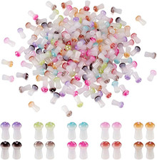 200Pcs Mushroom Crystal Beads Opaque Glass Center Drilled Spacer Beads Mushrooms