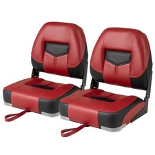 Goplus Low/High Back Boat Seats Folding Waterproof Captain 2 Pack Red
