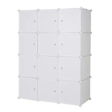 12-Cube Storage Cabinet Modular Wardrobe Dresser Closet Organizer w/Hanging Rack