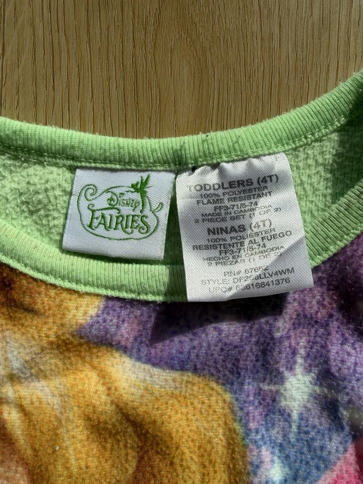 90s Y2K Tinkerbell Disney Green And Purple Pajama Set - Image 3 of 4