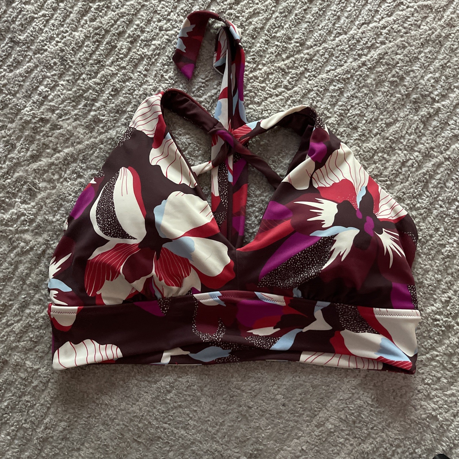 Athleta Hero Bloom Plunge Lightly Padded Bikini Top Sz XL NWOT