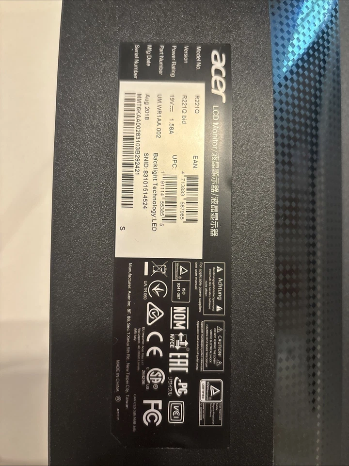 Acer R221Q Bbix 21.5-inch 1920x1080 Widescreen Full HD IPS LCD Monitor +adapter  - Image 4 of 4