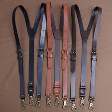 Quality Geniune Cowhide Leather Suspender Mens Vintage Braces Gift Dinner Suit