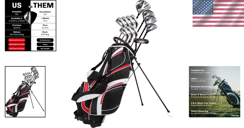 Juego de 3 palos de golf para diestros para hombres altos con hierros de acero inoxidable y putter Foto 2 de 4