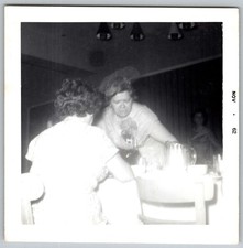 Vtg B&W Snapshot Women At Dinner Table Event Party Nov 62 Nov 1962