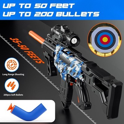 Electric Sniper Rifle w/ Scope, Tactical Vest,200 Soft Bullets