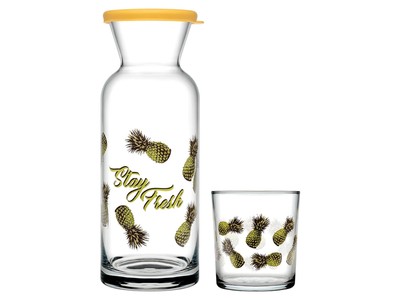 Set für Getränk 7 Stück Glas Deko Ananas Marke Pasabahce