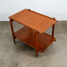 Mid Century Danish Modern Serving Cart Trolley Poul Hundevad Vamdrup Solid Teak