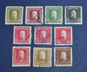 Emperor Franz Josef 1912 - 1917  10 Stamps