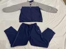 Champion Men's Colorblock Tracksuit Set Navy Gray Jacket Pants Size L