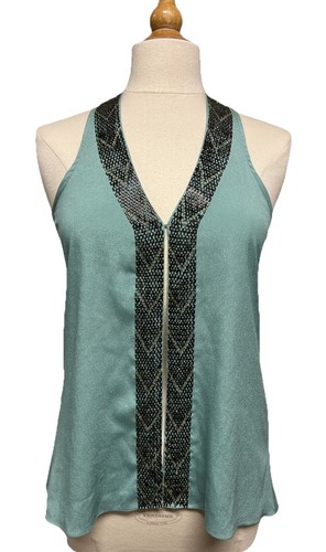 MM Couture by Miss Me Vest Sage-Green Beaded Size S - Picture 1 of 10