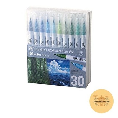 Kuretake ZIG Clean Color Real Brush Pen 30 Colors Set B RB-6000AT Japan