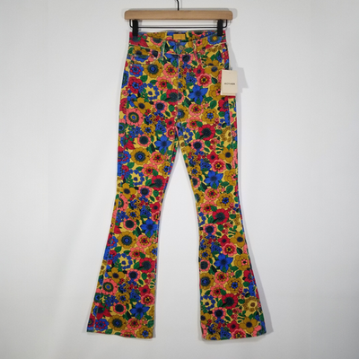 Mother High Waisted Weekender Skimp Flare Track And Flower Fields