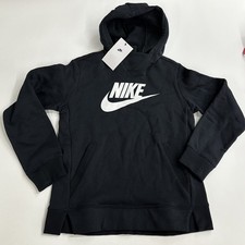 Nike Older Girls Pullover Hoodie Sweatshirt Size Medium Black Pockets DJ0688 010