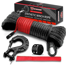 Tyt Off-road Winch Rope Kit - 316x50 8500 Lbs Black Synthetic Cable With...