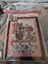 Design Works Cross Stitch Pink Floral Cat 2806
