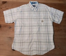Vtg Chaps Ralph Lauren Button Up Shirt Mens L Check Cotton Embroidered Logo SS