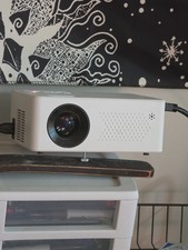 PURSHE Mini Bluetooth Desktop Projector White 1080p FHD HDMI USB Portable