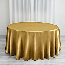 Gold 120" ROUND Satin TABLECLOTH Wedding Party Home Kitchen Tabletop Linens Home
