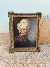 Vintage Rembrandt Portrait of Man in Oriental Dress Framed Print Canvas
