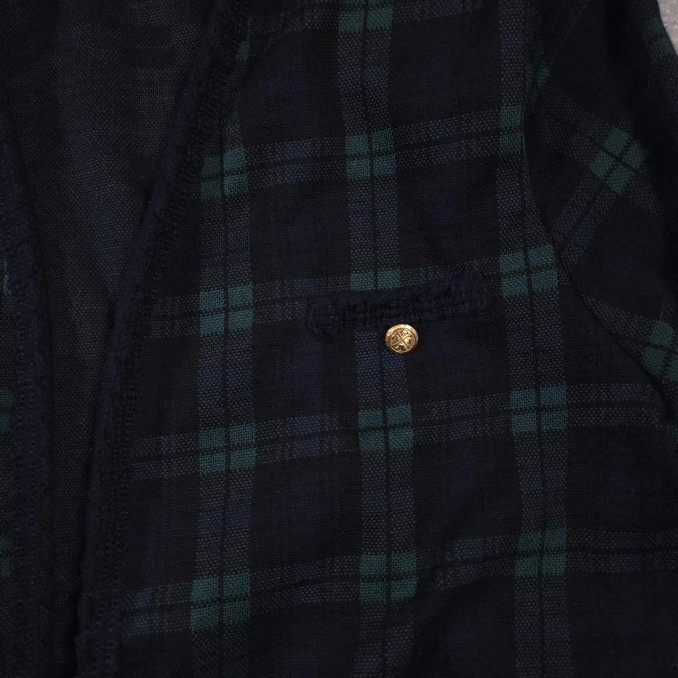 Chaqueta Alfred Dunner para mujer Petite 16 verde a cuadros botones delanteros abiertos hecha en EE. UU. Foto 4 de 4