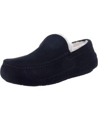 UGG Men's Ascot Slippers 1101110 Shoes Sheepskin Suede Black Color Size 10