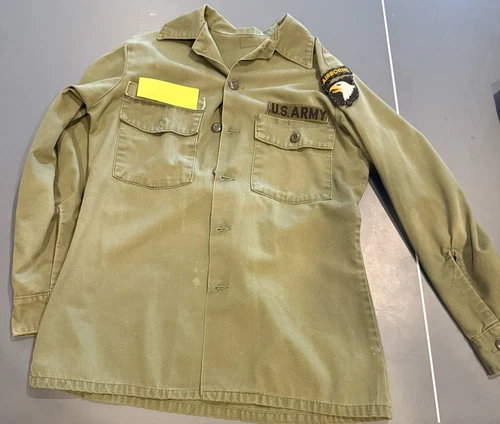 US Army Military Shirt Men’s OG 507 Green Field Utility Vietnam Vintage 70s MED