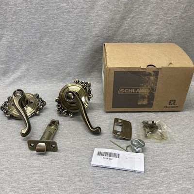Schlage F10 FLA 609 BRK Accent Door Lever, Hall & Closet Passage Satin Brass