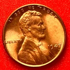 1947-P Lincoln Wheat Cent Penny GEM RED BU From an Original Bank Roll