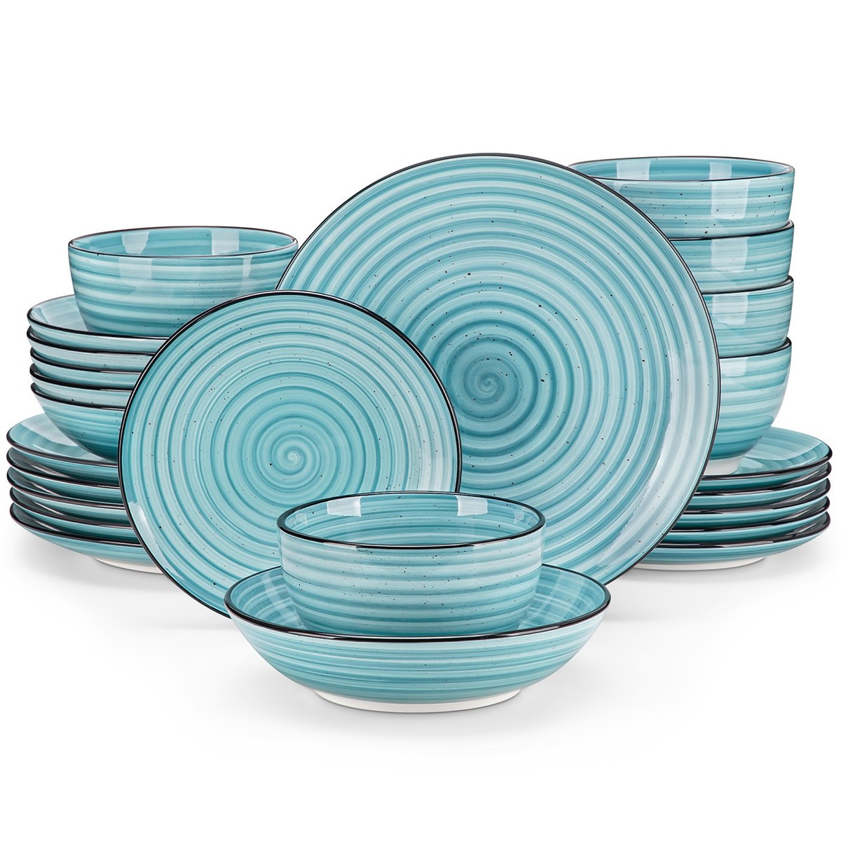vancasso BONBON 24-Piece Stoneware Dinnerware Set Bowl Plate Set