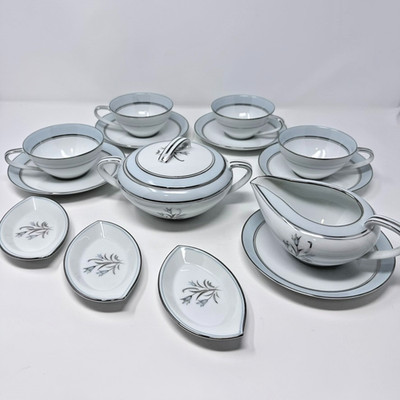 Noritake Bluebell 5558 Tea Service Set 11pc Cups Saucers Sugar Creamer Japan