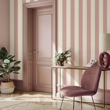 Regency Stripe Pink White Wallpaper 10m Roll Vintage Inspired Interior Style