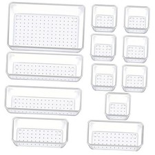 Drawer Organizers Set of 12, 4 Sizes Clear Plastic Drawer 15Pack 0-0-1-2-5-7