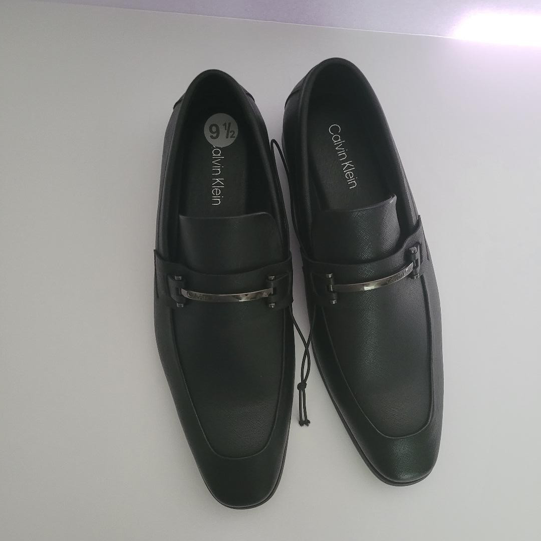 Calvin Klein CMJOVANY Black Casual Dress Slip-On Loafers Shoes Men's Size 9.5