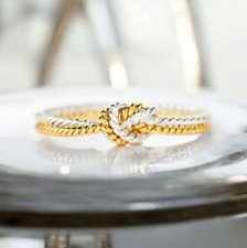 Genuine 925 Sterling Silver Two-toned Twisted Knot Creative Ring