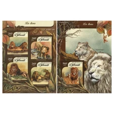 Lions Stamp Bundle of 2 Panthera Leo Nubica Azandica Souvenir Sheet MNH #899-902
