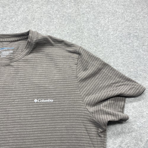 Columbia Shirt Mens Extra Large Short Sleeve Crew Neck Gray Stripe Logo - Picture 3 of 10