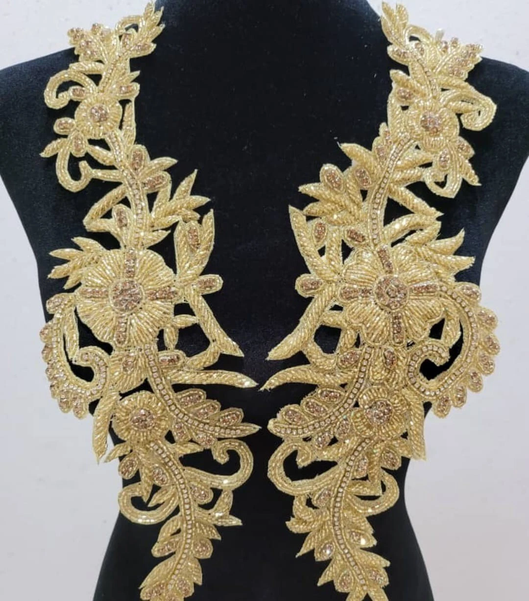 Hand made Beaded Patch With Rhinestones