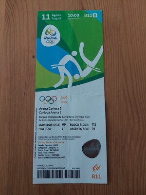 Used Ticket Olympic Games 2016 Rio Olympia Judo B11 Quali